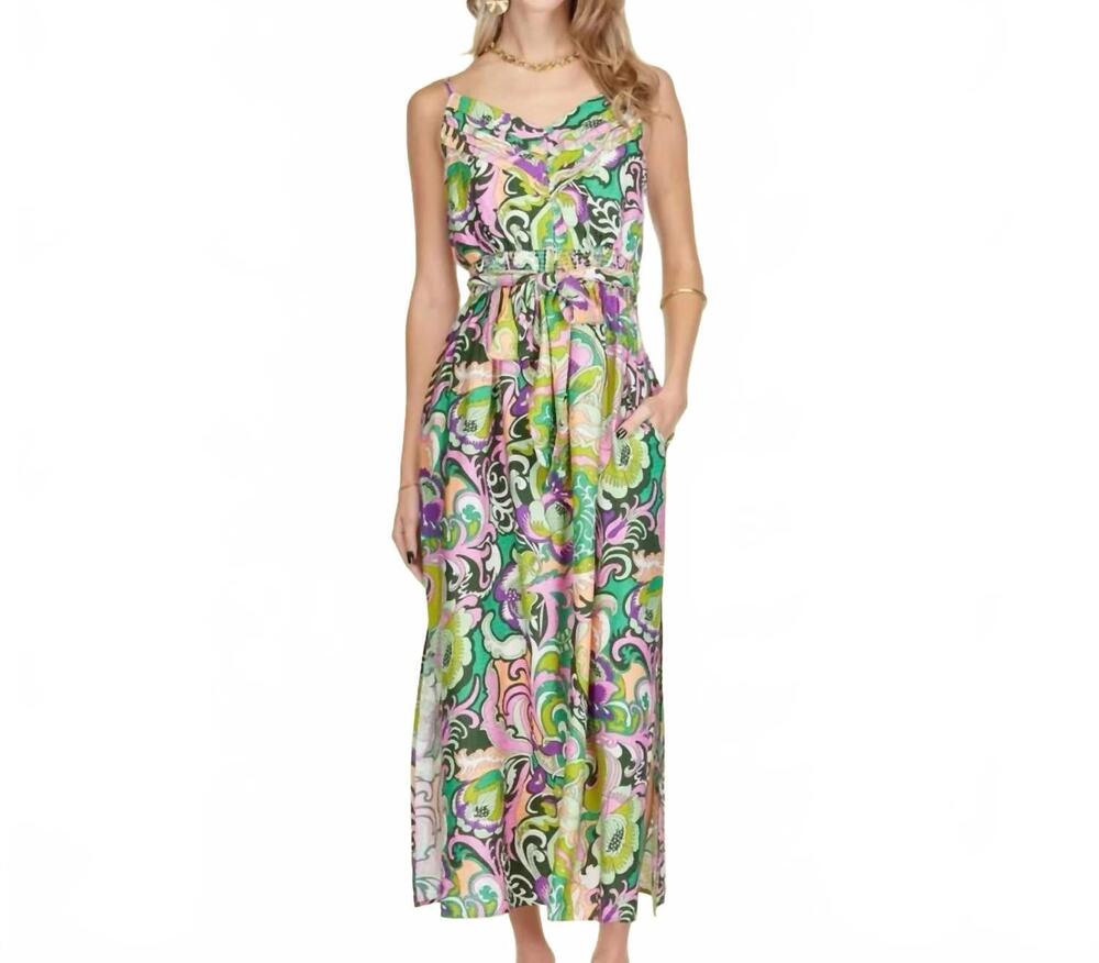 NEW JOY JOY spaghetti strap maxi dress in jungle paisley